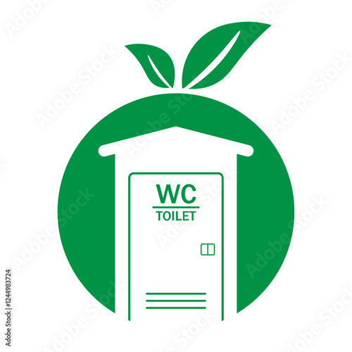 bio portable toilet icon in green flat color 