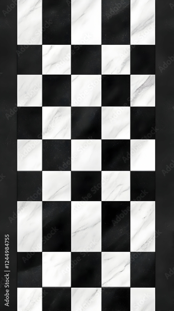 Black and White Marble Checkerboard Pattern Creates a Classic Design Black and White Marble Checkerboard Pattern Creates a Classic Design