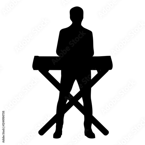 silhouette of person playing keyboard while standing