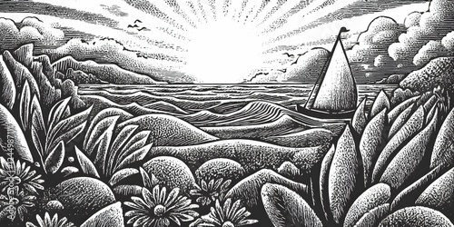 Sailboat Navigates Tranquil...