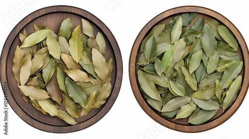 Dried Bay Leaves on Wooden ...