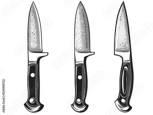 Three Knives with Detailed ...