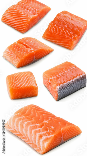 Fresh Salmon Fillets Isolat...