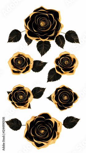 Six Gold and Black Roses wi...