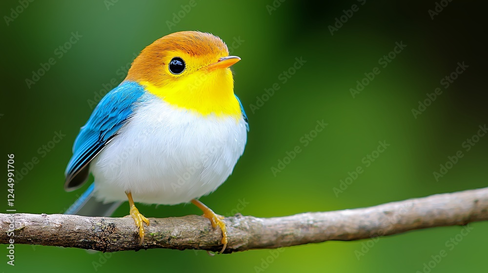 Obraz premium Vibrant Small Bird Perched on Branch