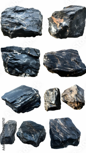 Eight Black Rocks Isolated ...