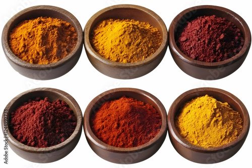 Six Wooden Bowls Filled wit...