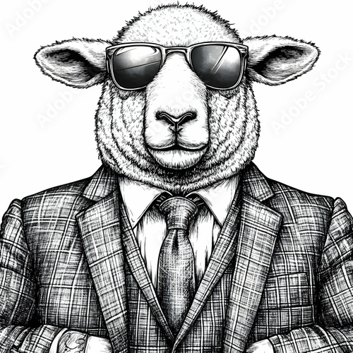 Stylish Sheep Wears Plaid S...