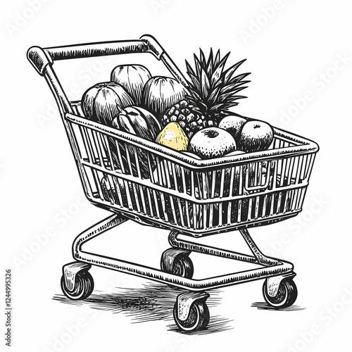Shopping Cart Filled with F...