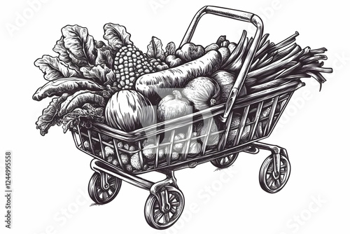 Vintage Shopping Cart Overf...