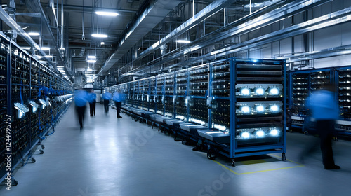 Technicians work in a moder...