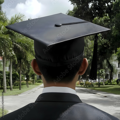Graduate Wears Cap and Gown...