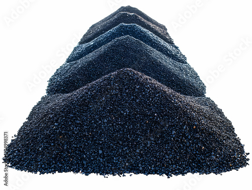 Piles of black gravel form ...