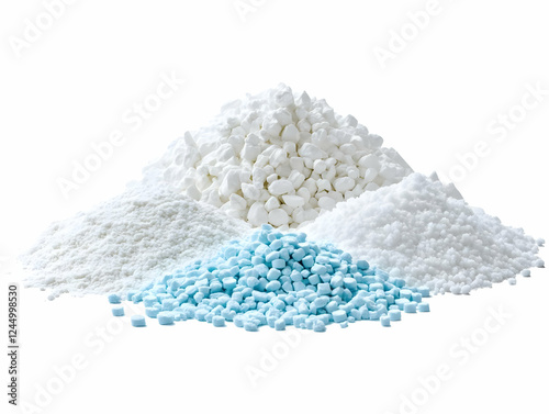 Piles of White and Blue Che...