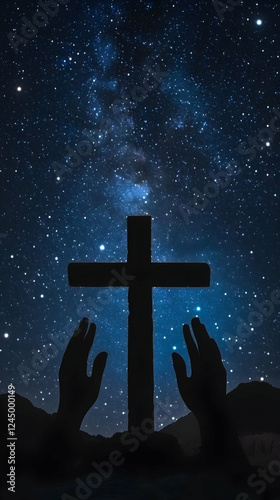 Silhouette of a Cross and P...