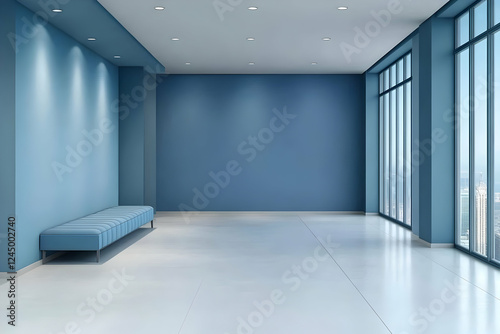 Empty Modern Blue Room Inte...
