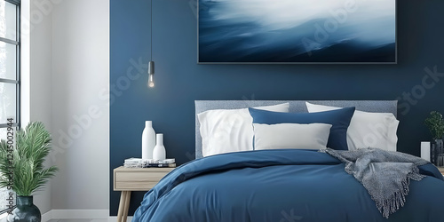 Modern blue bedroom feature...