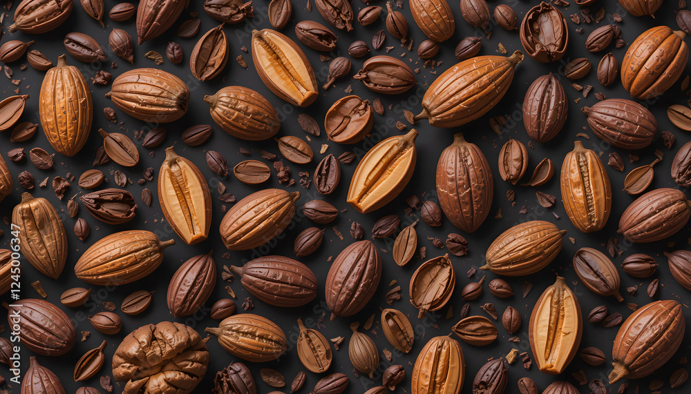 Coffee and cacao background. Peeled coffee and cacao wallpaper Coffee and cacao background. Peeled coffee and cacao wallpaper