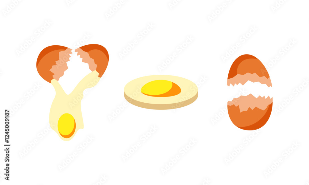 Egg sets in various forms raw, boiled and fried. Organic agricultural products. Ingredients for breakfast Egg sets in various forms raw, boiled and fried. Organic agricultural products. Ingredients for breakfast