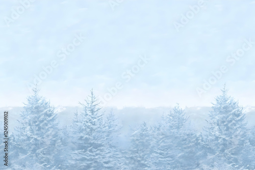 Misty Winter Forest Scene w...