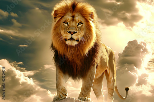 Majestic Lion Stands Proudl...