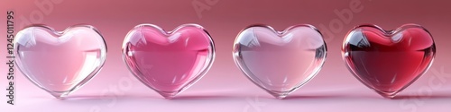 Glass hearts gradient pink background Valentine's photo