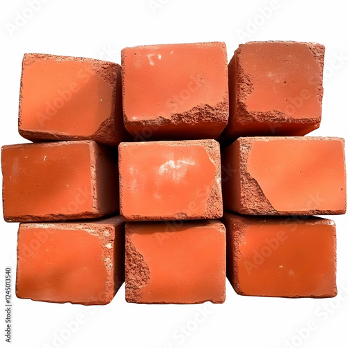 Nine Rough Red Bricks Stack...