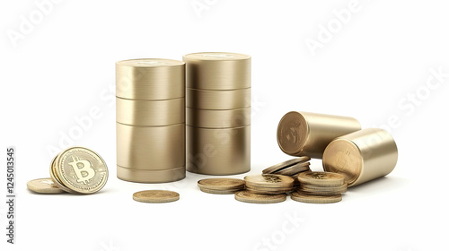 Stacks of Gold Coin Contain...