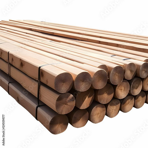 Stacked lumber logs are bun...