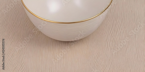 White bowl with gold rim si...