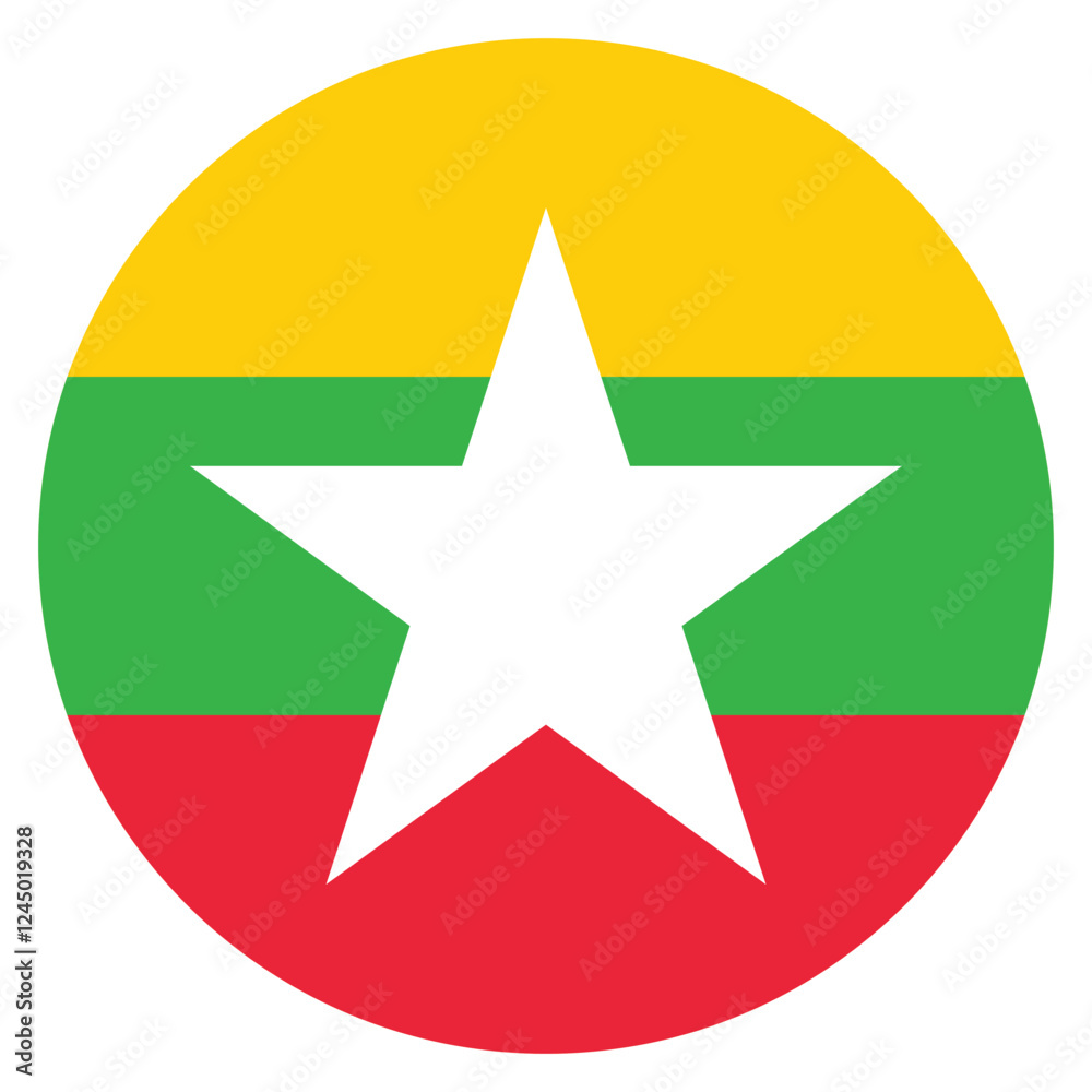 Myanmar flag. Myanmar circle flag logo icon computer vector illustration design Myanmar flag. Myanmar circle flag logo icon computer vector illustration design