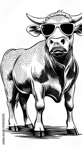 Cool Bull Wearing Sunglasse...