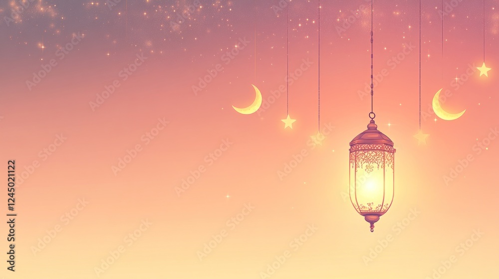 Ornate Ramadan Lantern with Mystical Glow Ornate Ramadan Lantern with Mystical Glow