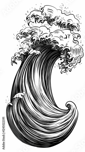 Stylized Ocean Wave Crashes...