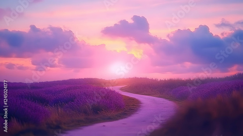 Lavender Field Path Winds T...