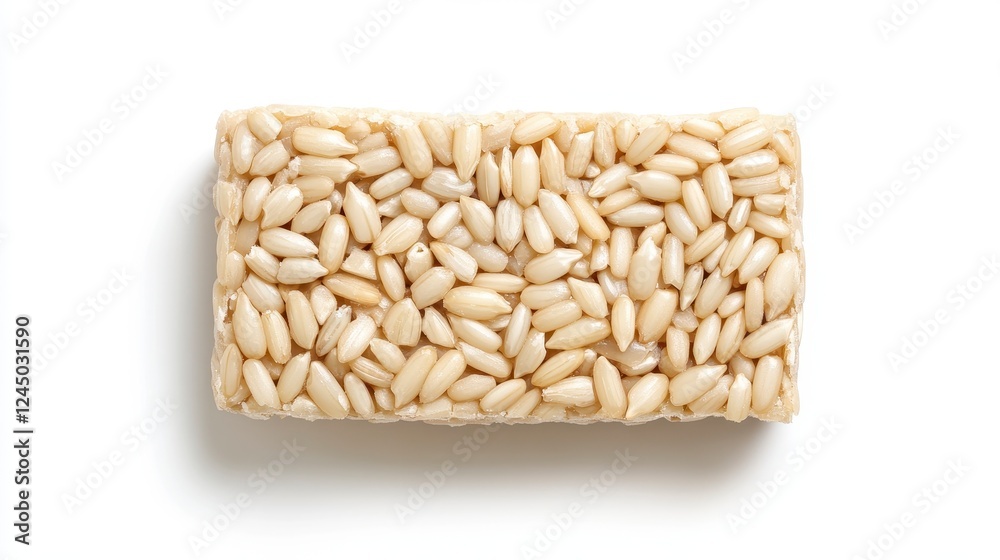 Natural Rice Cake with White Sesame Seeds on a Clean Background
