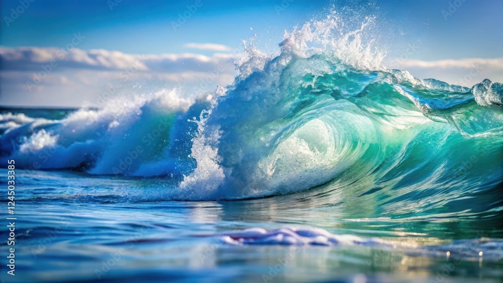 Water spray from a breaking wave in shallow water with white foam and ripples on the surface Water spray from a breaking wave in shallow water with white foam and ripples on the surface