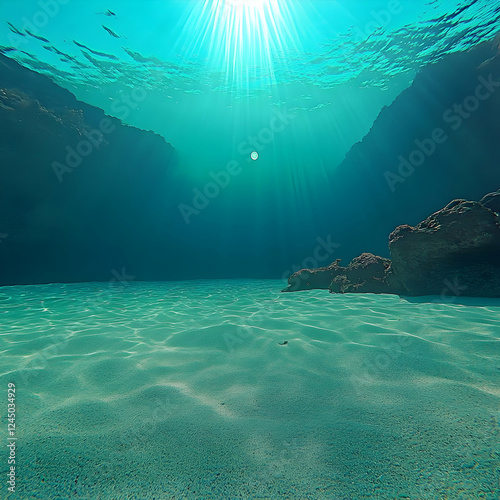 Underwater Scene Shows Sunb...