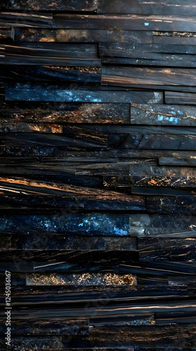 Dark Blue and Gold Stone Wa...