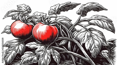 Two Ripe Red Tomatoes Grow ...