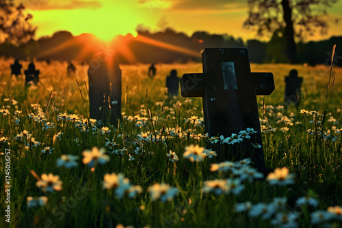 Stone Cross Stands in a Fie...