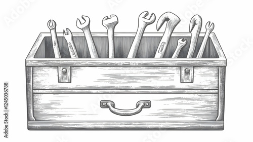 Vintage Wooden Toolbox Fill...