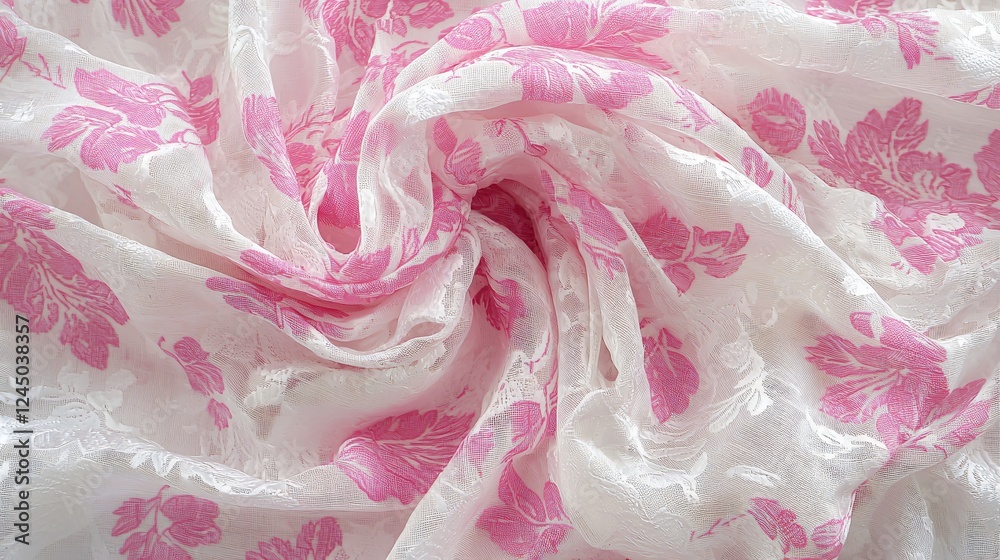 Pink floral fabric swirl texture background Pink floral fabric swirl texture background