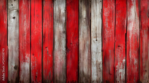 Red and White Weathered Woo...