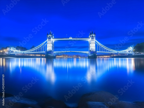 Illuminated Bridge Reflects...