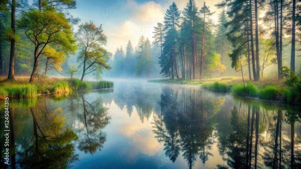 Forest Pond Foggy Morning Misty Atmosphere, peaceful, natural, peaceful, natural, serene, outdoor, calm, tranquility Forest Pond Foggy Morning Misty Atmosphere, peaceful, natural, peaceful, natural, serene, outdoor, calm, tranquility