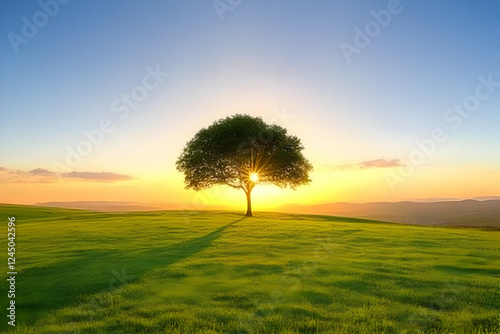 Lone Tree Stands on a Green...