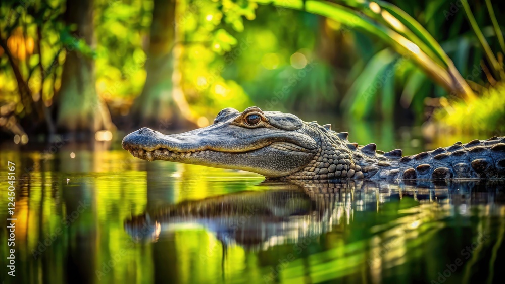 Fototapeta premium Alligator Cruise, Swamp Reptile, Wildlife Photography, Nature Scene, Florida Gator, American Alligator, Reptile in Water, Animal Portrait, Wild Animal, Nature Background