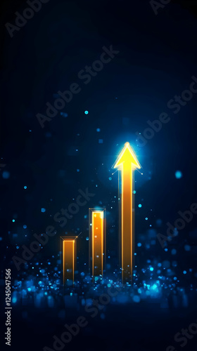 Glowing Arrow and Bars Rise...