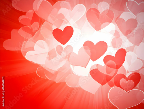Red and White Hearts Abstra...